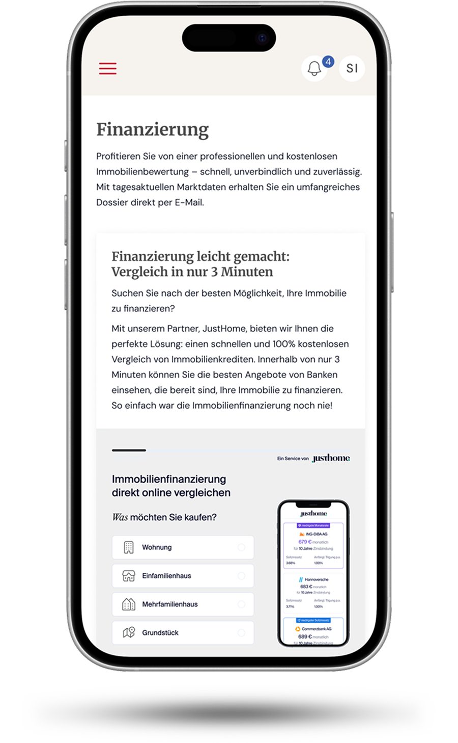 Finanzierung im Kundenportal